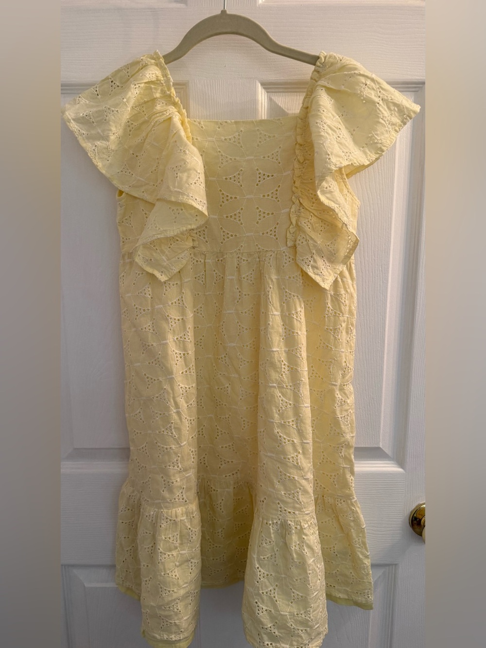 Girls' Lemon Eyelet Ruffle Summer Dress